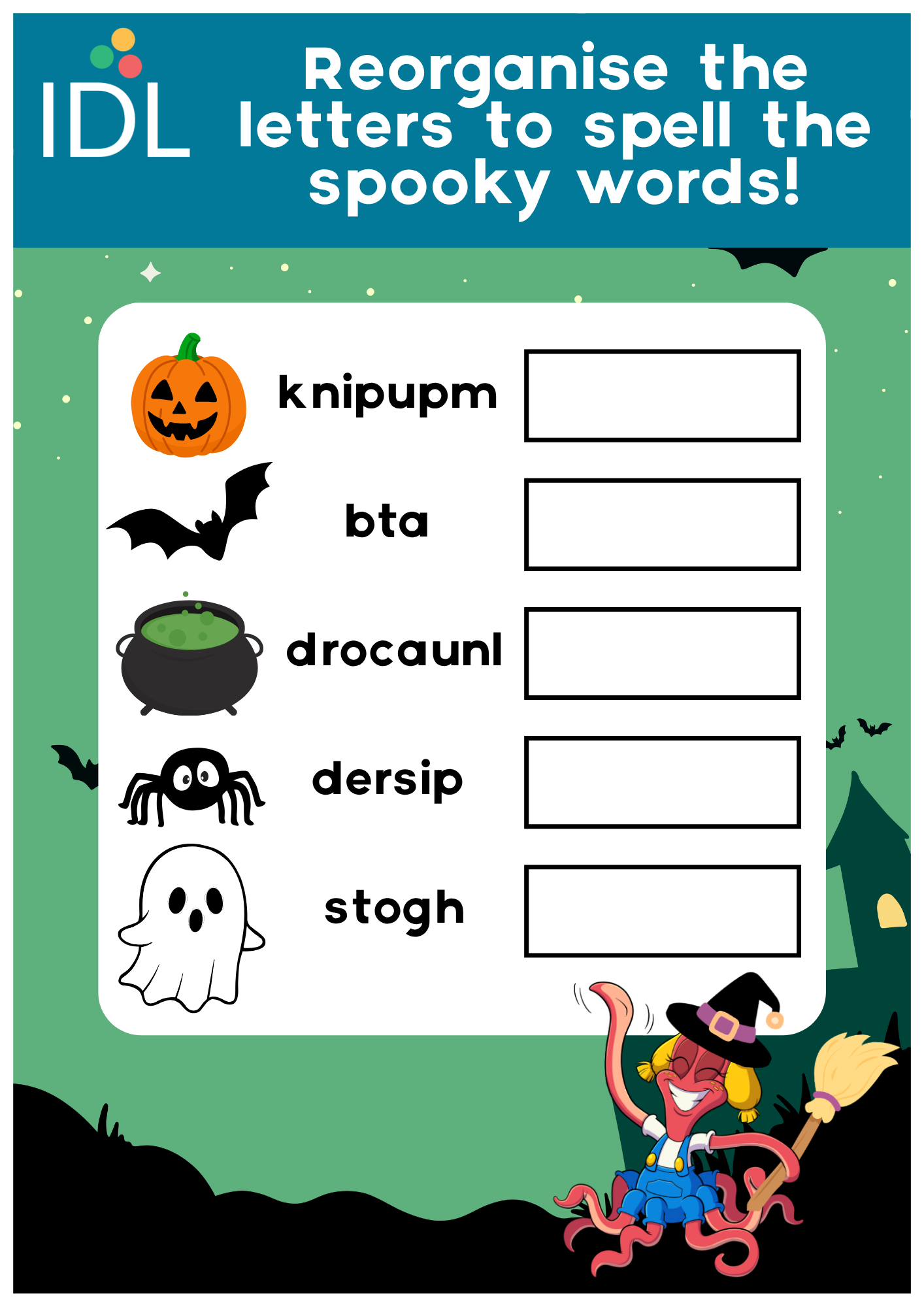 Halloween Spelling Worksheet